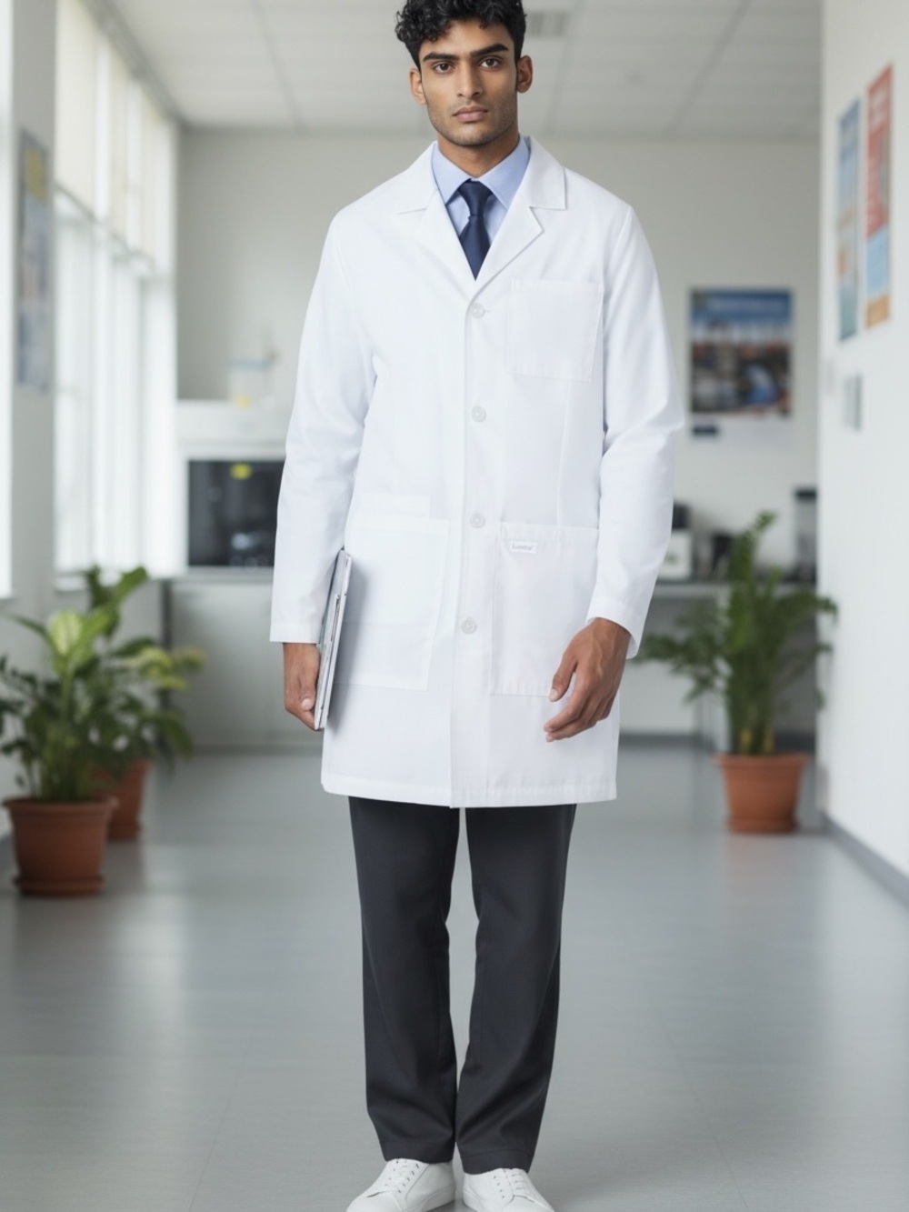 Landau Unisex 4-Pocket Mid-Length White Medical Lab Coat 3610SC Size 4XL